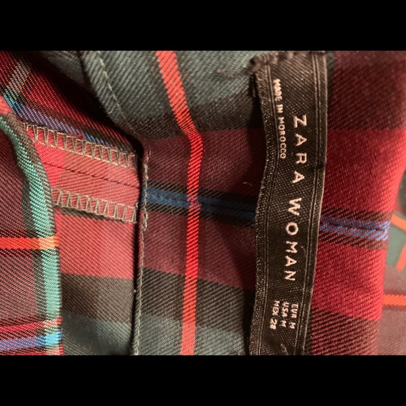 Zara plaid wide leg trousers with bottom cuff Sz. M - Picture 10 of 12